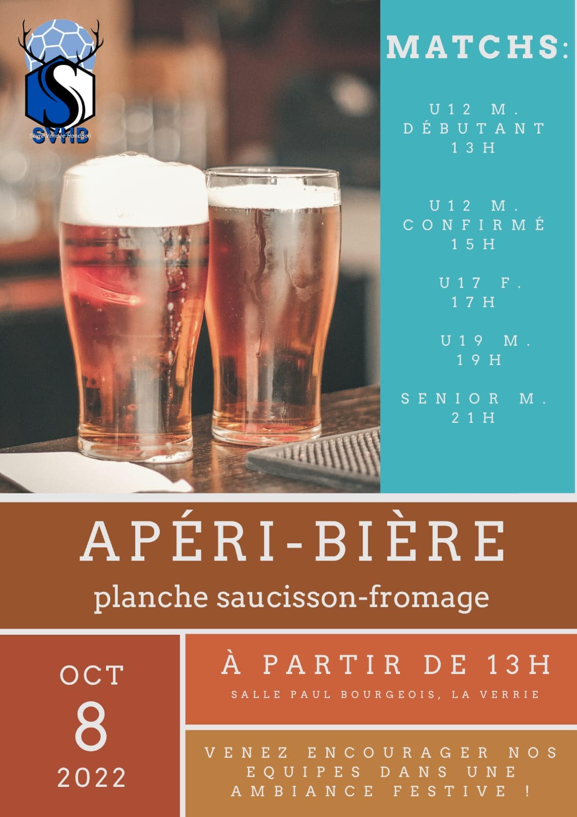 AFFICHE APERI-BIERE - 10/2022 - ZSEVRE VENDEE HANDBALL