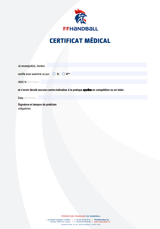 CERTIFICAT MEDICAL